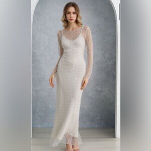 Lulu New Pearl Rhinestone dress with FREE forever21 nude underdress